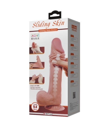 PRETTY LOVE - SLIDING SKIN SERIES DILDO REALÍSTICO CON VENTOSA PIEL DESLIZANTE MORENO 24 CM