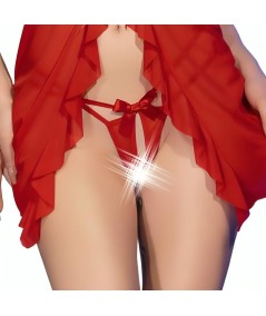 CHILIROSE - CR 4696 BABYDOLL & TANGA CROTCHLESS ROJO S/M