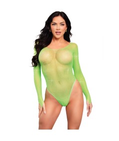 LEG AVENUE - BODY MANGA LARGA CRISTALIZADA VERDE