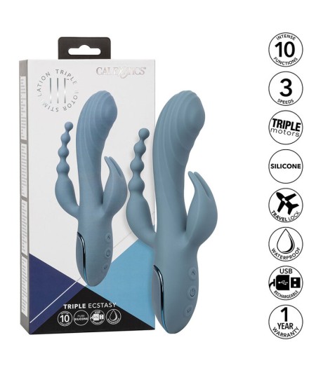 CALIFORNIA EXOTICS - VIBRADOR TRIPLE ÉXTASIS GRIS