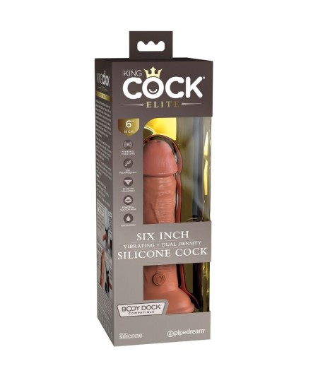 KING COCK - ELITE DILDO REALISTICO VIBRADOR & SILICONA 15.2 CM CARAMELO