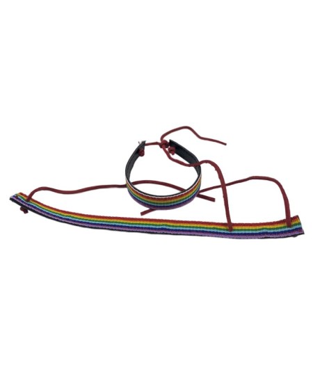 PRIDE - PULSERA DE CUERO NEGRO BANDERA LGBT