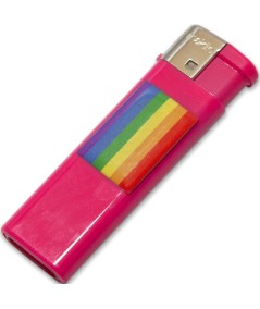 PRIDE - MECHERO FUSCIA CON BANDERA LGBT