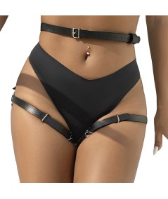 SUBBLIME - ARNÉS CINTURA Y PIERNAS CUERO NEGRO TALLA ÚNICA