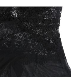 SUBBLIME - BABYDOLL TELA DE TUL DETALLE ENCAJE Y FLOR NEGRO S/M