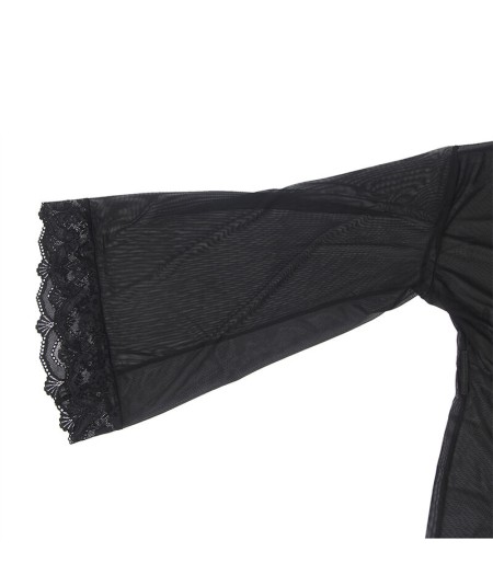 SUBBLIME - BATA TELA TRANSPARENTE DETALLE ENCAJE NEGRO L/XL