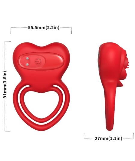 ARMONY - ANILLO VIBRADOR CORAZÓN ROJO