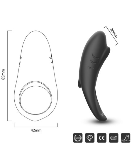 ARMONY - SHARK ANILLO VIBRADOR PAREJAS CONTROL REMOTO NEGRO