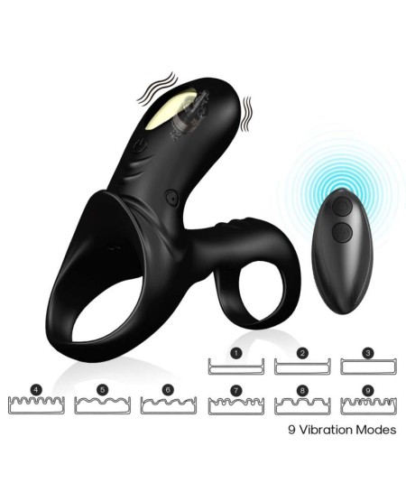 ARMONY - RANGER ANILLO DOBLE VIBRADOR PAREJA NEGRO