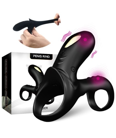 ARMONY - RANGER ANILLO DOBLE VIBRADOR PAREJA NEGRO