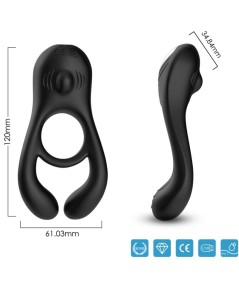 ARMONY - VEYRON ANILLO VIBRADOR DOBLE PINZA CONTROL REMOTO NEGRO