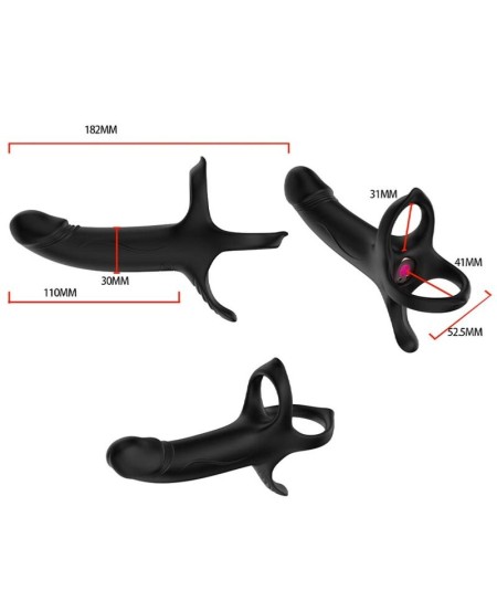 ARMONY - DILDO CON ANILLO & VIBRADOR CONTROL REMOTO NEGRO