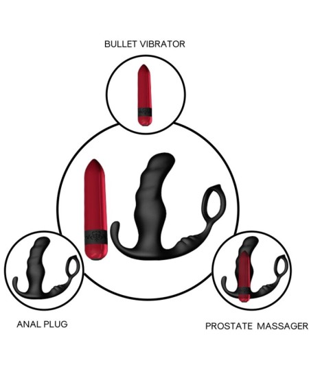 ARMONY - KNIGHT VIBRADOR ANAL PROSTATA & ANILLO CONTROL REMOTO NEGRO