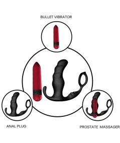 ARMONY - KNIGHT VIBRADOR ANAL PROSTATA & ANILLO CONTROL REMOTO NEGRO