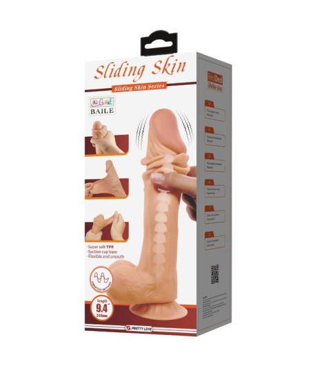 PRETTY LOVE - SLIDING SKIN SERIES DILDO REALÍSTICO CON VENTOSA PIEL DESLIZANTE NATURAL 24 CM