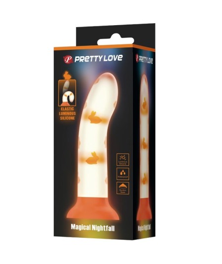 PRETTY LOVE - MAGICAL NIGHTFALL DILDO SIN VIBRACIÓN LUMINOSO NARANJA