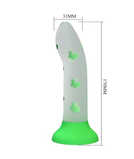 PRETTY LOVE - MAGICAL NIGHTFALL DILDO SIN VIBRACIÓN LUMINOSO VERDE