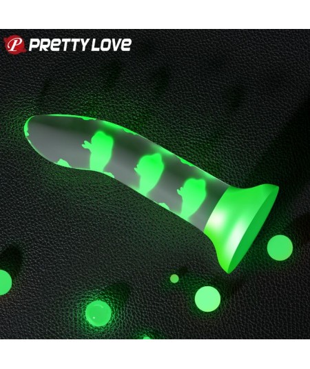 PRETTY LOVE - MAGICAL NIGHTFALL DILDO SIN VIBRACIÓN LUMINOSO VERDE