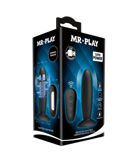 MR PLAY - PLUG ANAL CON VIBRACION NEGRO CONTROL REMOTO