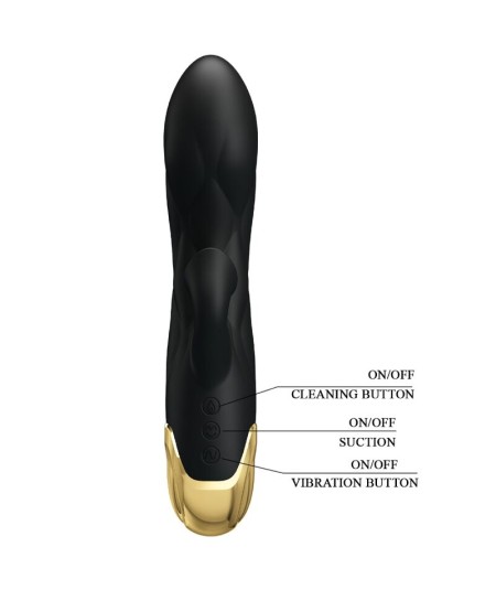 PRETTY LOVE - VIBRADOR DE LUJO BAÑADO EN ORO RECARGABLE NEGRO