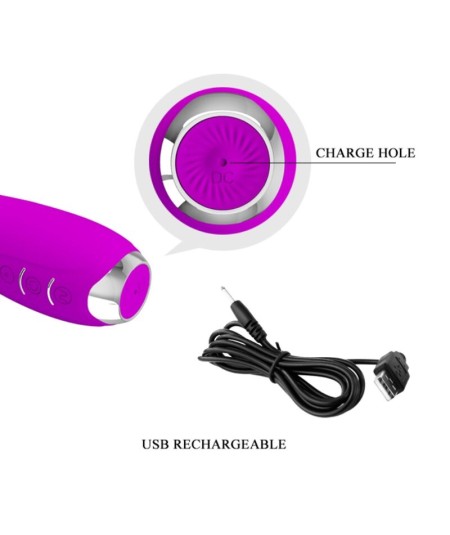 PRETTY LOVE - HECTOR VIBRADOR ELECTROSHOCK RECARGABLE & IMPERMEABLE MORADO