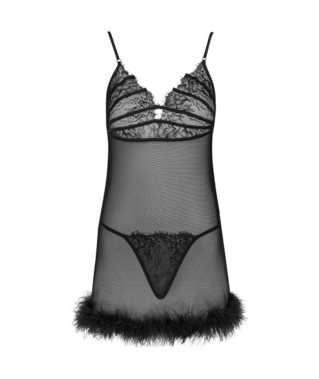 LIVCO CORSETTI FASHION - ZERUNAM SET BABYDOLL + TANGA NEGRO S/M