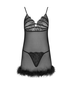 LIVCO CORSETTI FASHION - ZERUNAM SET BABYDOLL + TANGA NEGRO S/M