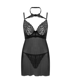 LIVCO CORSETTI FASHION - BINELLA SET BABYDOLL + TANGA NEGRO S/M