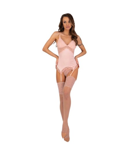 LIVCO CORSETTI FASHION - PERSINNE PEACH SET CORSET + PANTY + MEDIAS L/XL