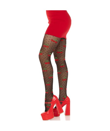 LEG AVENUE - MEDIAS LUNARES CEREZA NEGRO