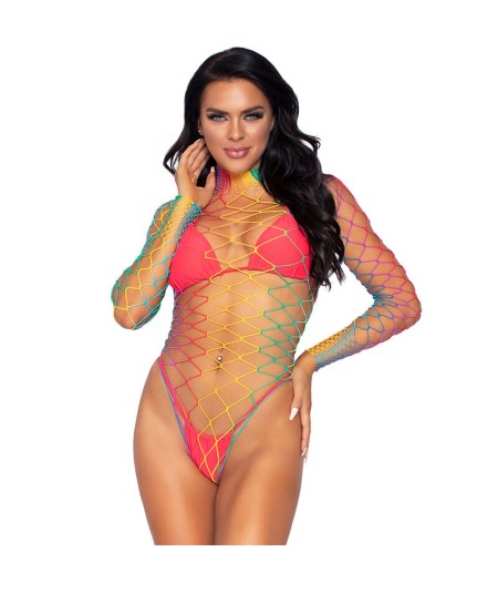 LEG AVENUE - BODY DE REJILLA MANGA LARGA MULTICOLOR