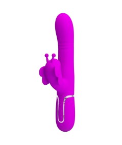 PRETTY LOVE - VIBRADOR RABBIT MULTIFUNCIÓN 4 EN 1 MARIPOSA FUCSIA