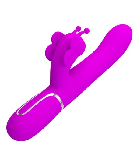 PRETTY LOVE - VIBRADOR RABBIT MULTIFUNCIÓN 4 EN 1 MARIPOSA FUCSIA