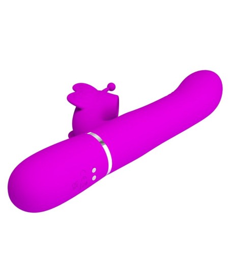 PRETTY LOVE - VIBRADOR RABBIT MULTIFUNCIÓN 4 EN 1 MARIPOSA FUCSIA