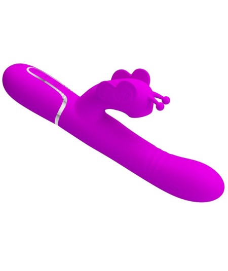 PRETTY LOVE - VIBRADOR RABBIT MULTIFUNCIÓN 4 EN 1 MARIPOSA FUCSIA