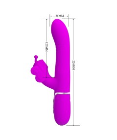 PRETTY LOVE - VIBRADOR RABBIT MULTIFUNCIÓN 4 EN 1 MARIPOSA FUCSIA