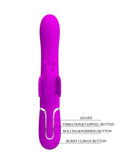 PRETTY LOVE - VIBRADOR RABBIT MULTIFUNCIÓN 4 EN 1 MARIPOSA FUCSIA