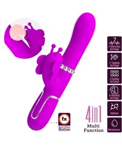 PRETTY LOVE - VIBRADOR RABBIT MULTIFUNCIÓN 4 EN 1 MARIPOSA FUCSIA