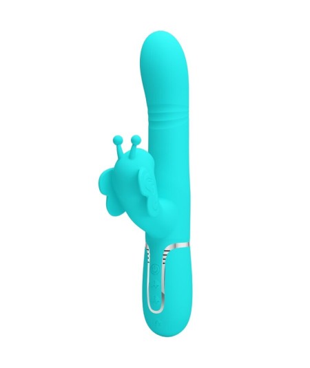 PRETTY LOVE - VIBRADOR RABBIT MULTIFUNCIÓN 4 EN 1 MARIPOSA VERDE AGUA