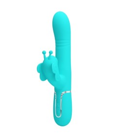 PRETTY LOVE - VIBRADOR RABBIT MULTIFUNCIÓN 4 EN 1 MARIPOSA VERDE AGUA