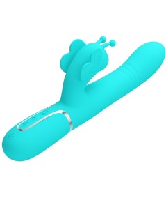 PRETTY LOVE - VIBRADOR RABBIT MULTIFUNCIÓN 4 EN 1 MARIPOSA VERDE AGUA