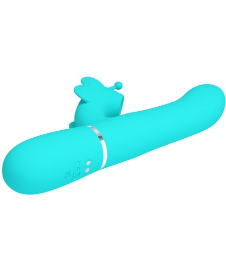 PRETTY LOVE - VIBRADOR RABBIT MULTIFUNCIÓN 4 EN 1 MARIPOSA VERDE AGUA