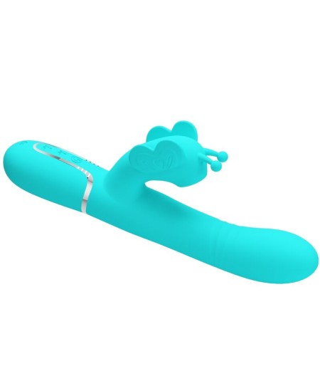 PRETTY LOVE - VIBRADOR RABBIT MULTIFUNCIÓN 4 EN 1 MARIPOSA VERDE AGUA