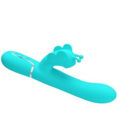 PRETTY LOVE - VIBRADOR RABBIT MULTIFUNCIÓN 4 EN 1 MARIPOSA VERDE AGUA