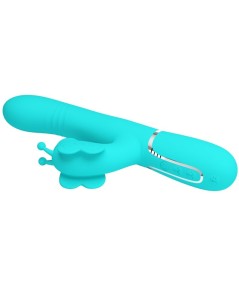 PRETTY LOVE - VIBRADOR RABBIT MULTIFUNCIÓN 4 EN 1 MARIPOSA VERDE AGUA