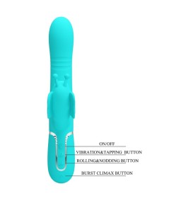 PRETTY LOVE - VIBRADOR RABBIT MULTIFUNCIÓN 4 EN 1 MARIPOSA VERDE AGUA