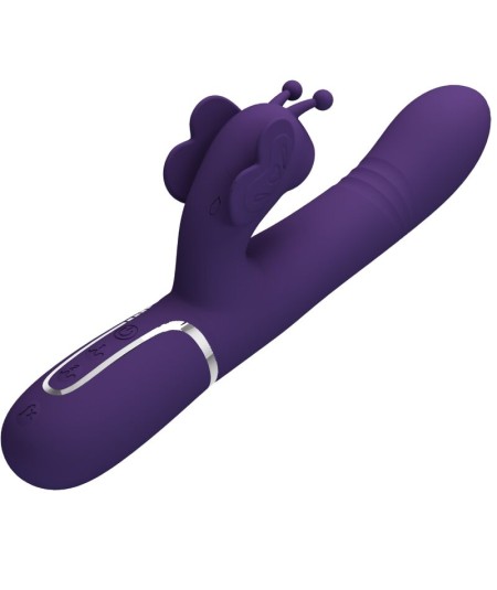 PRETTY LOVE - VIBRADOR RABBIT MULTIFUNCIÓN 4 EN 1 MARIPOSA MORADO