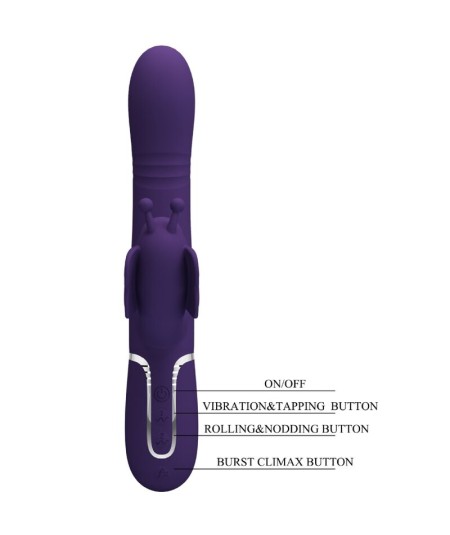 PRETTY LOVE - VIBRADOR RABBIT MULTIFUNCIÓN 4 EN 1 MARIPOSA MORADO