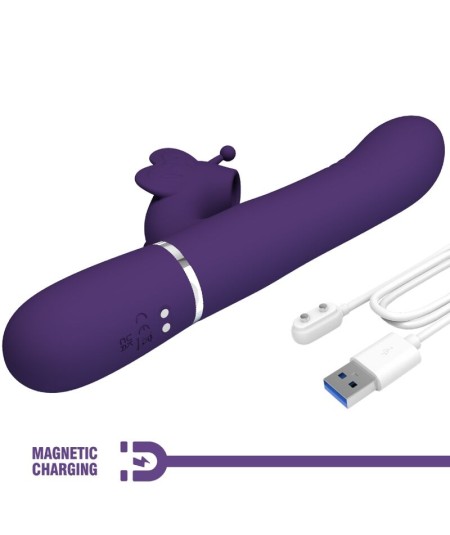 PRETTY LOVE - VIBRADOR RABBIT MULTIFUNCIÓN 4 EN 1 MARIPOSA MORADO