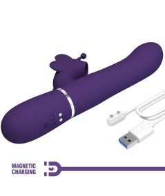 PRETTY LOVE - VIBRADOR RABBIT MULTIFUNCIÓN 4 EN 1 MARIPOSA MORADO